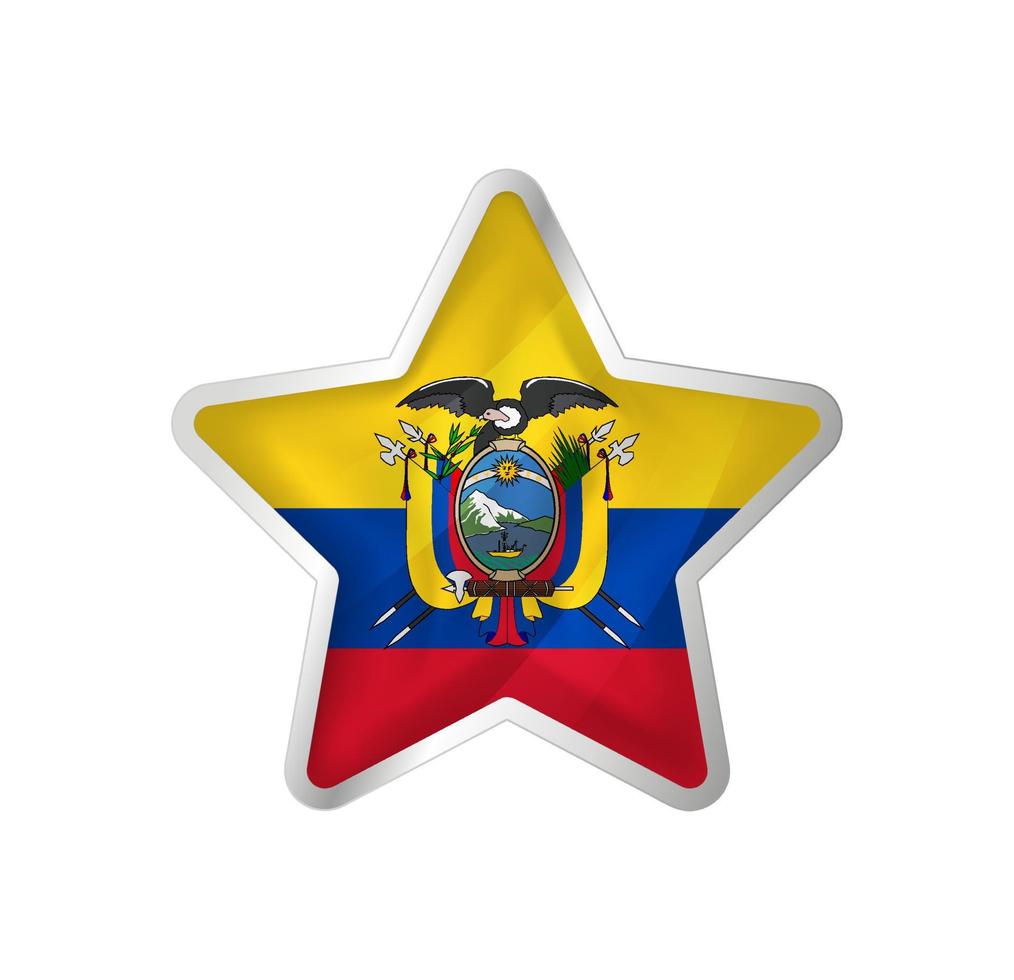 Ecuador flag in star. Button star and flag template. Easy editing and vector in groups. National flag vector illustration on white background.