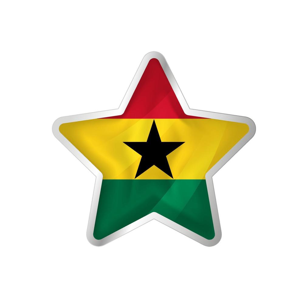 Ghana flag in star. Button star and flag template. Easy editing and vector in groups. National flag vector illustration on white background.