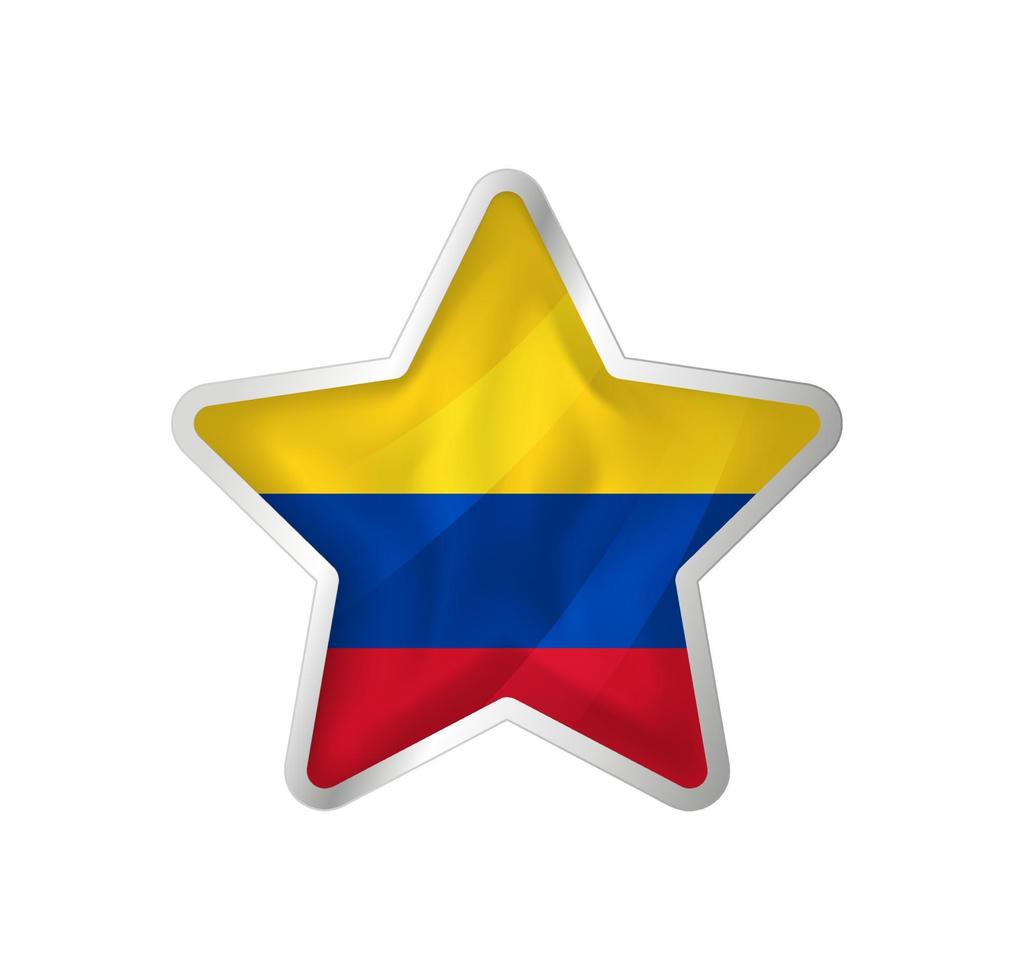 Colombia flag in star. Button star and flag template. Easy editing and vector in groups. National flag vector illustration on white background.