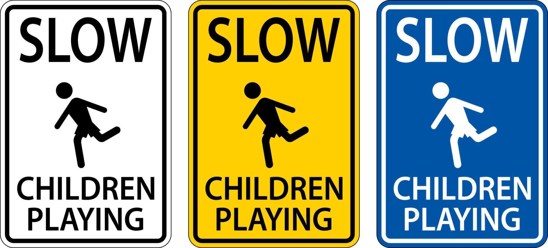 Slow Children Playing Sign On White Background vector