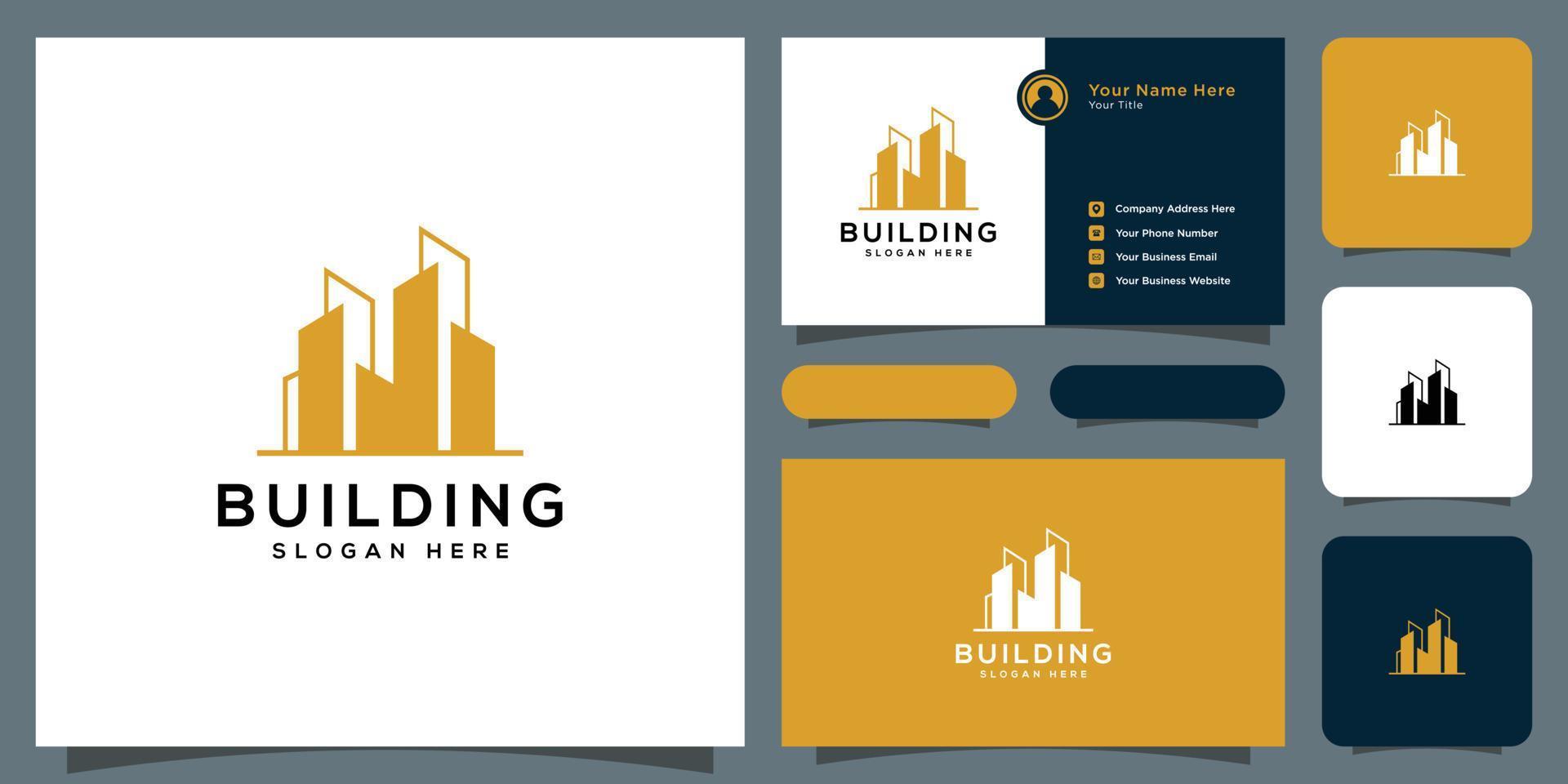 Buildings real estate logo and business card vector