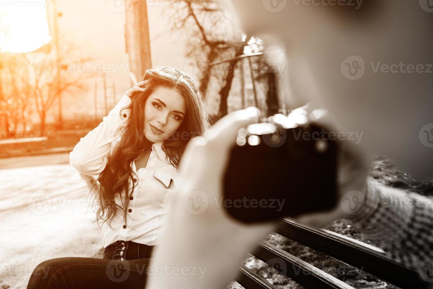 girl posing outdoors photo