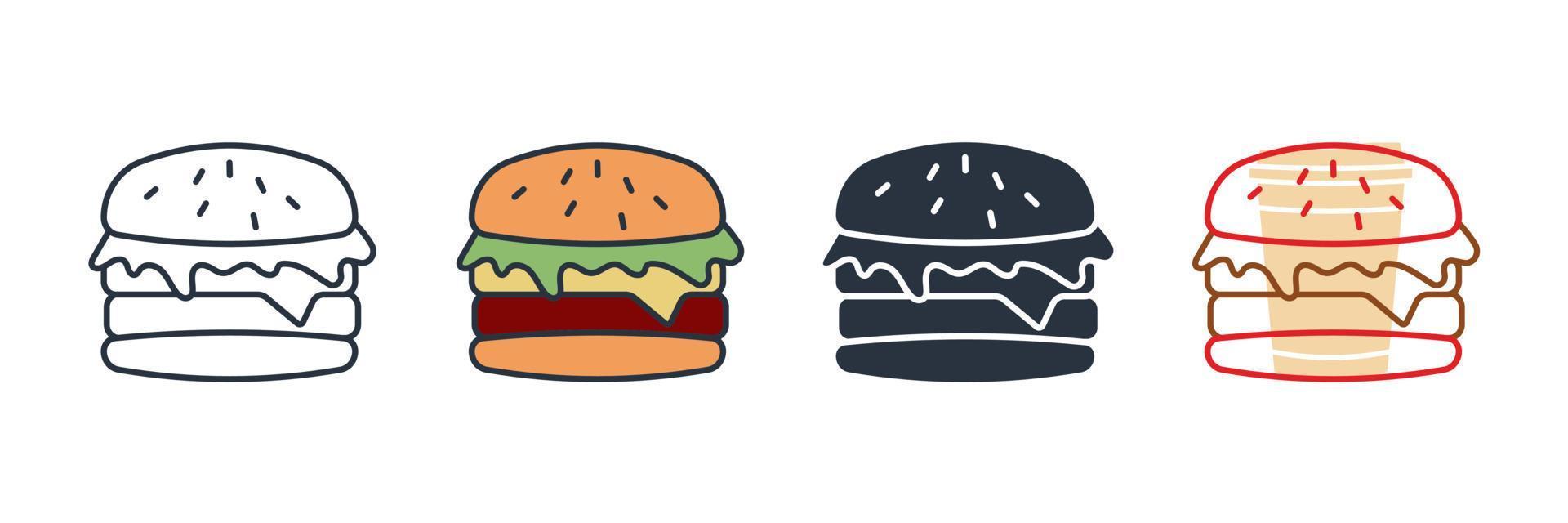 Ilustración de vector de logotipo de icono de hamburguesa. plantilla de símbolo de hamburguesa para la colección de diseño gráfico y web