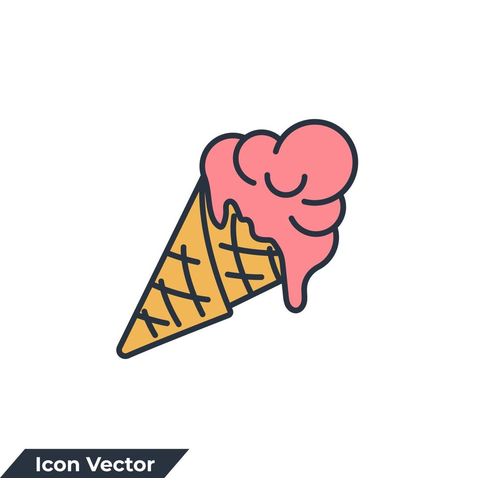 Ilustración de vector de logotipo de icono de cono de helado. plantilla de símbolo de helado para la colección de diseño gráfico y web