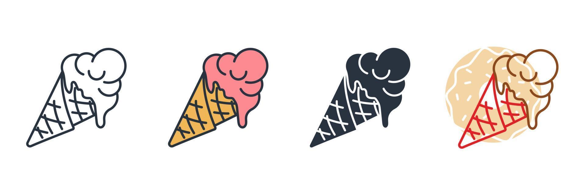 Ilustración de vector de logotipo de icono de cono de helado. plantilla de símbolo de helado para la colección de diseño gráfico y web