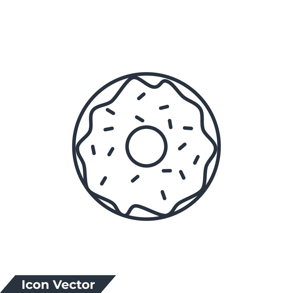 Ilustración de vector de logotipo de icono de donut. plantilla de símbolo de comida de donut para la colección de diseño gráfico y web