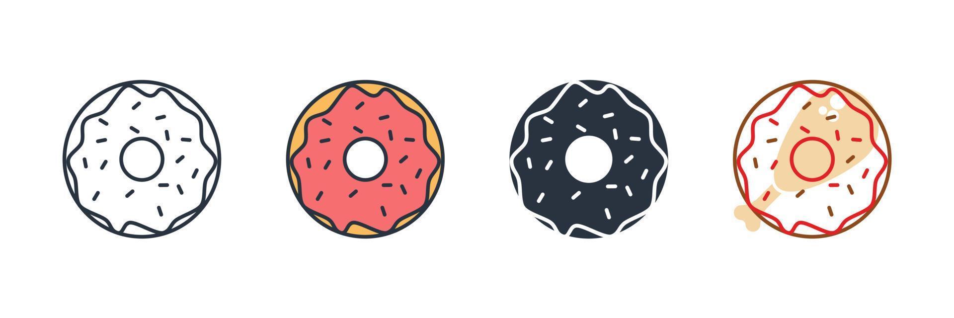 Ilustración de vector de logotipo de icono de donut. plantilla de símbolo de comida de donut para la colección de diseño gráfico y web