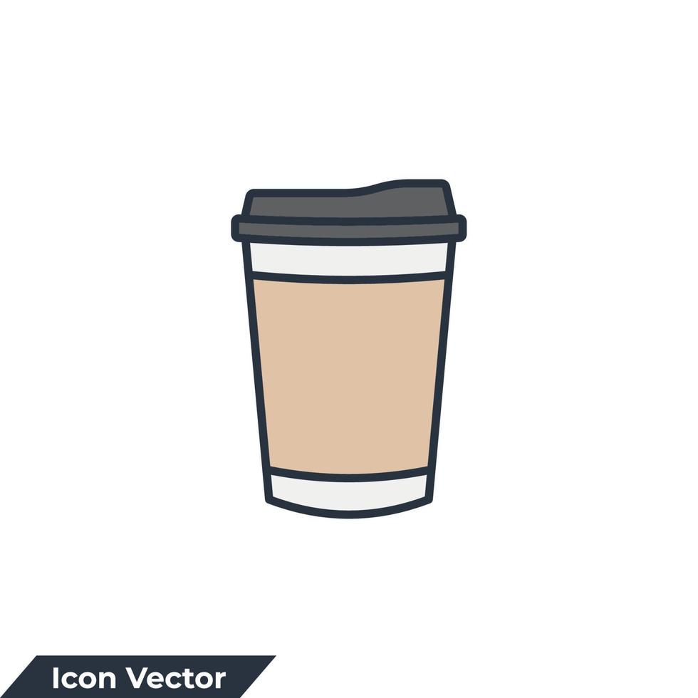 Ilustración de vector de logotipo de icono de cono de taza de café. plantilla de símbolo de taza desechable para la colección de diseño gráfico y web