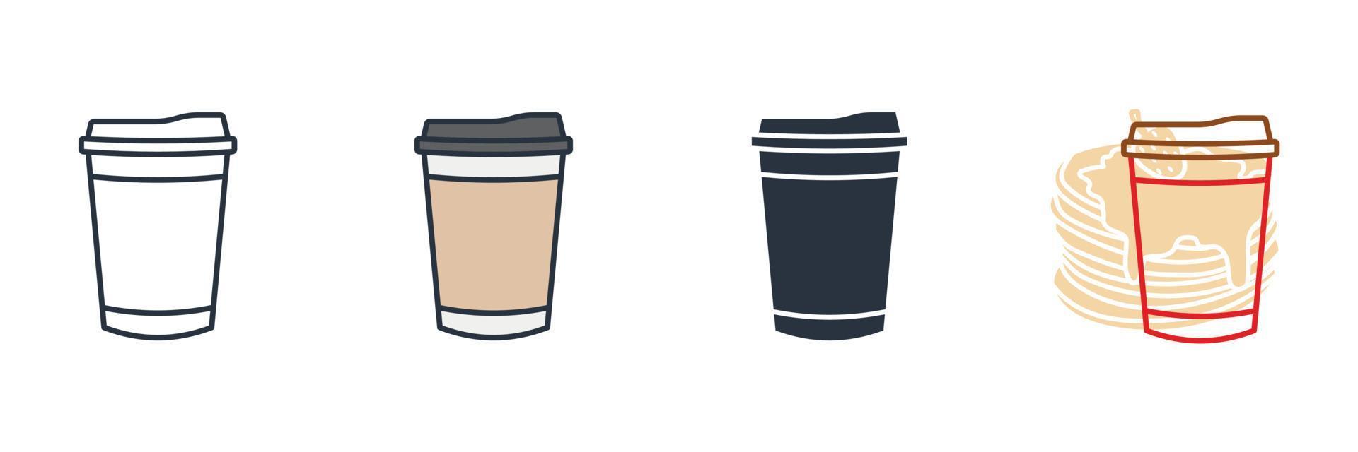 Ilustración de vector de logotipo de icono de cono de taza de café. plantilla de símbolo de taza desechable para la colección de diseño gráfico y web