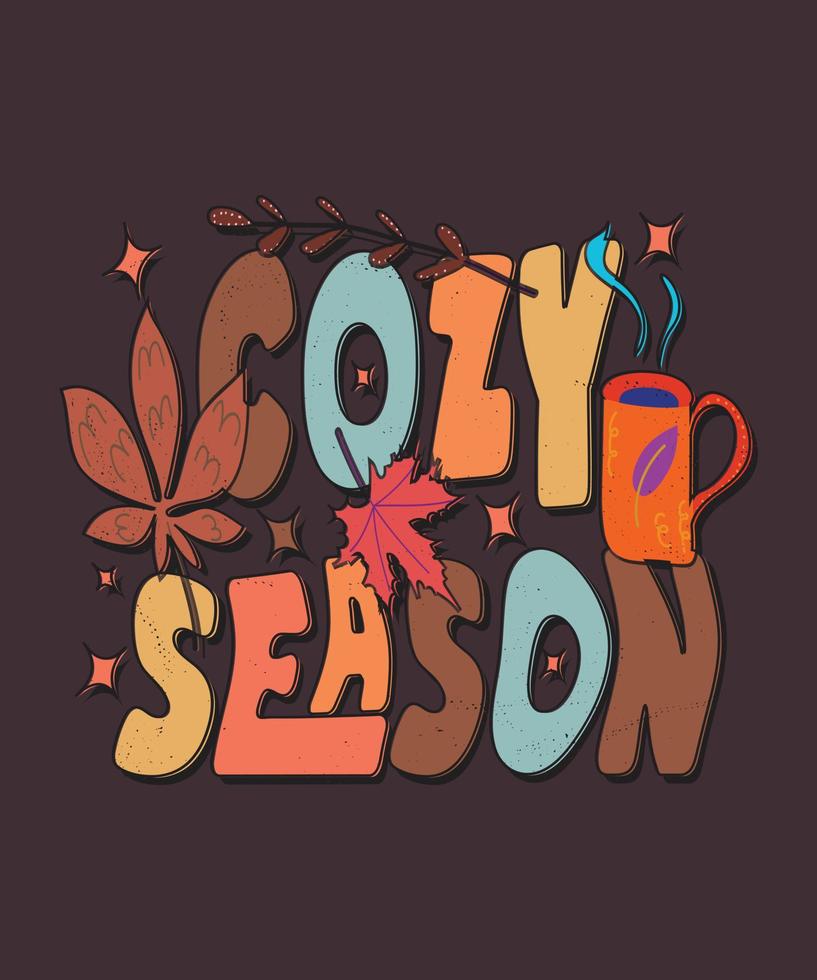 groovy fall and autumn lettering, fall and autumn isolated hand drawn groovy typography vintage t-shirt design, vintage style t-shirt design, retro print design, groovy style motivational Quotes vector