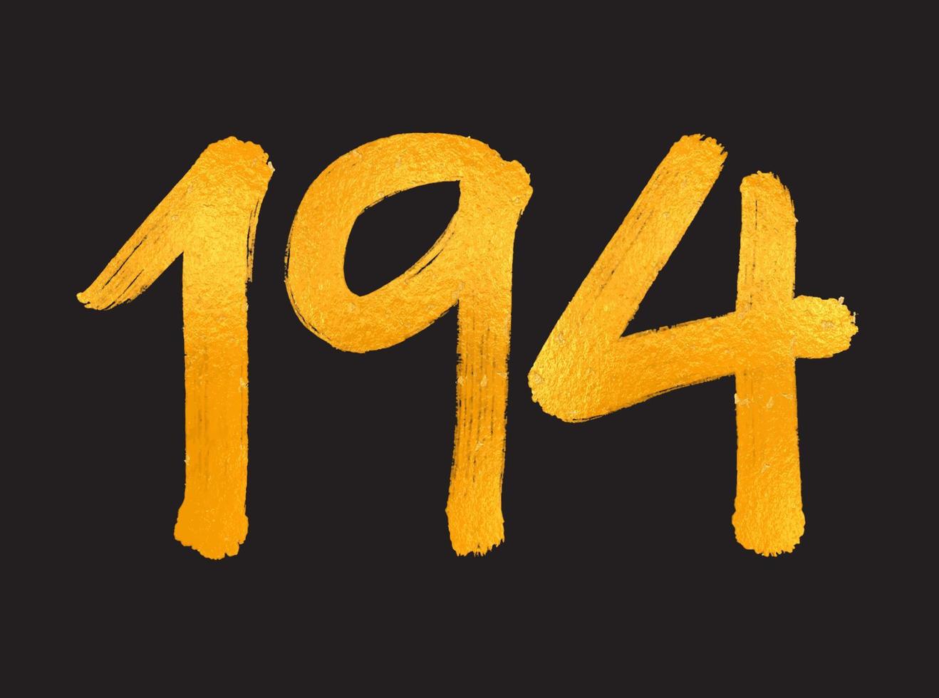 Ilustración de vector de logotipo de número 194, plantilla de vector de celebración de aniversario de 194 años, cumpleaños 194, números de letras doradas dibujo de pincel boceto dibujado a mano, diseño de logotipo de número para impresión, camiseta