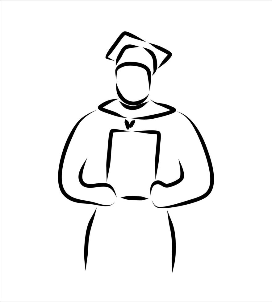 Line drawing of graduation vector