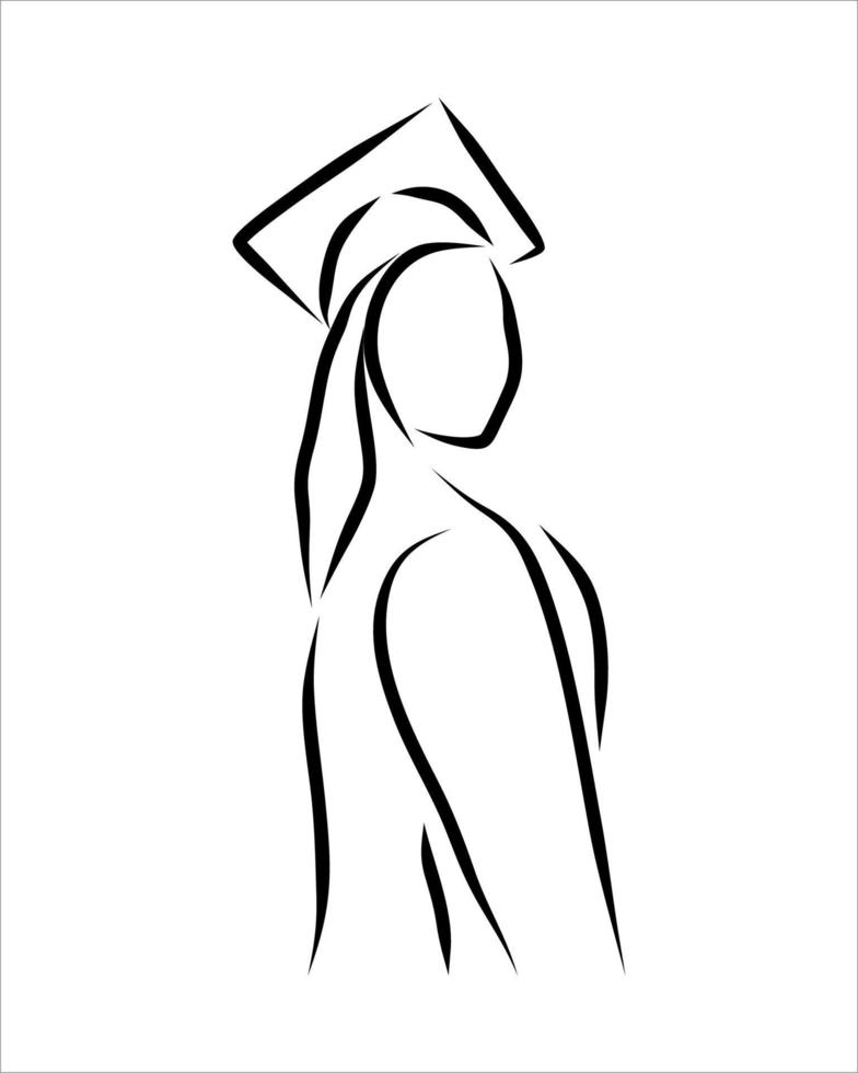 Line drawing of graduation vector