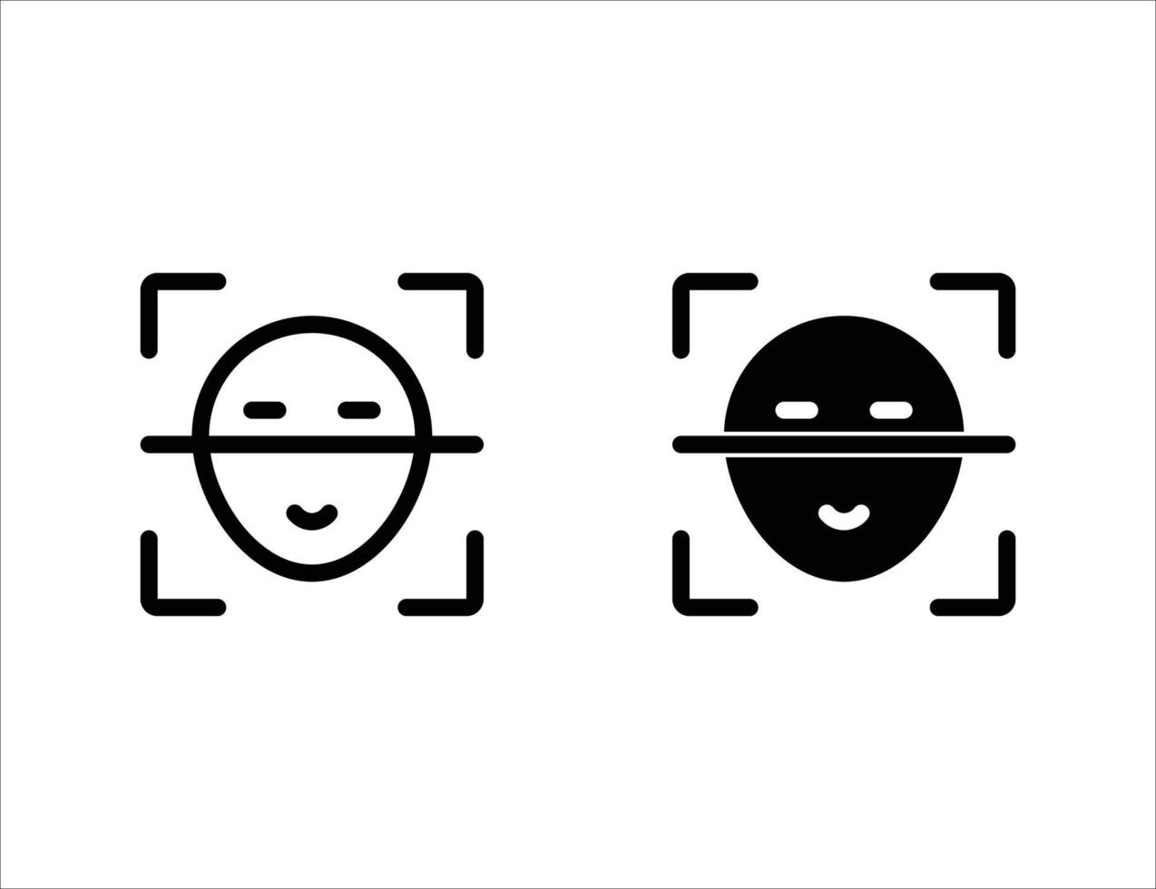 face scanning icon. outline icon and solid icon vector