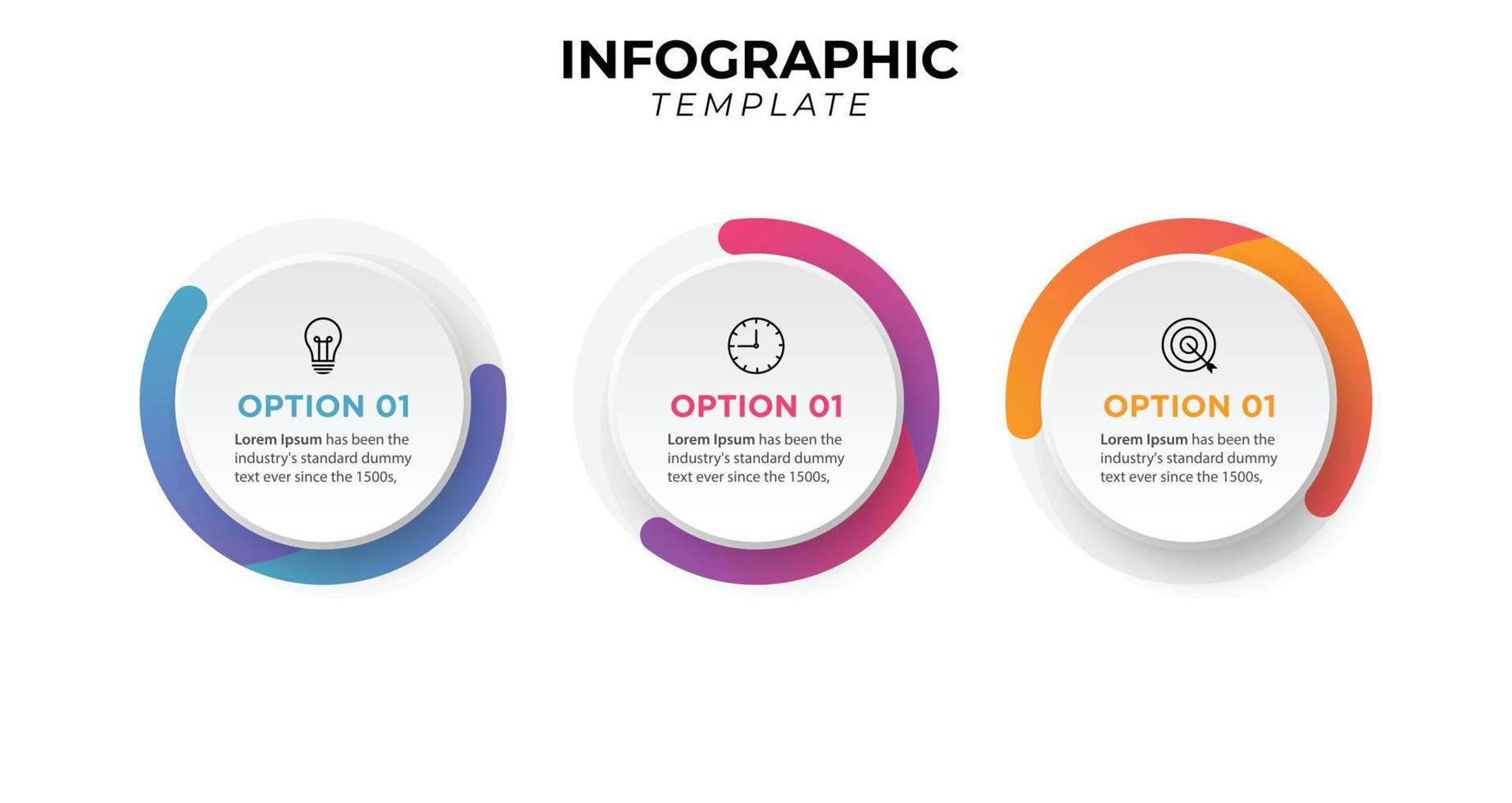 Business infographics Circle with 3 parts steps Vector template