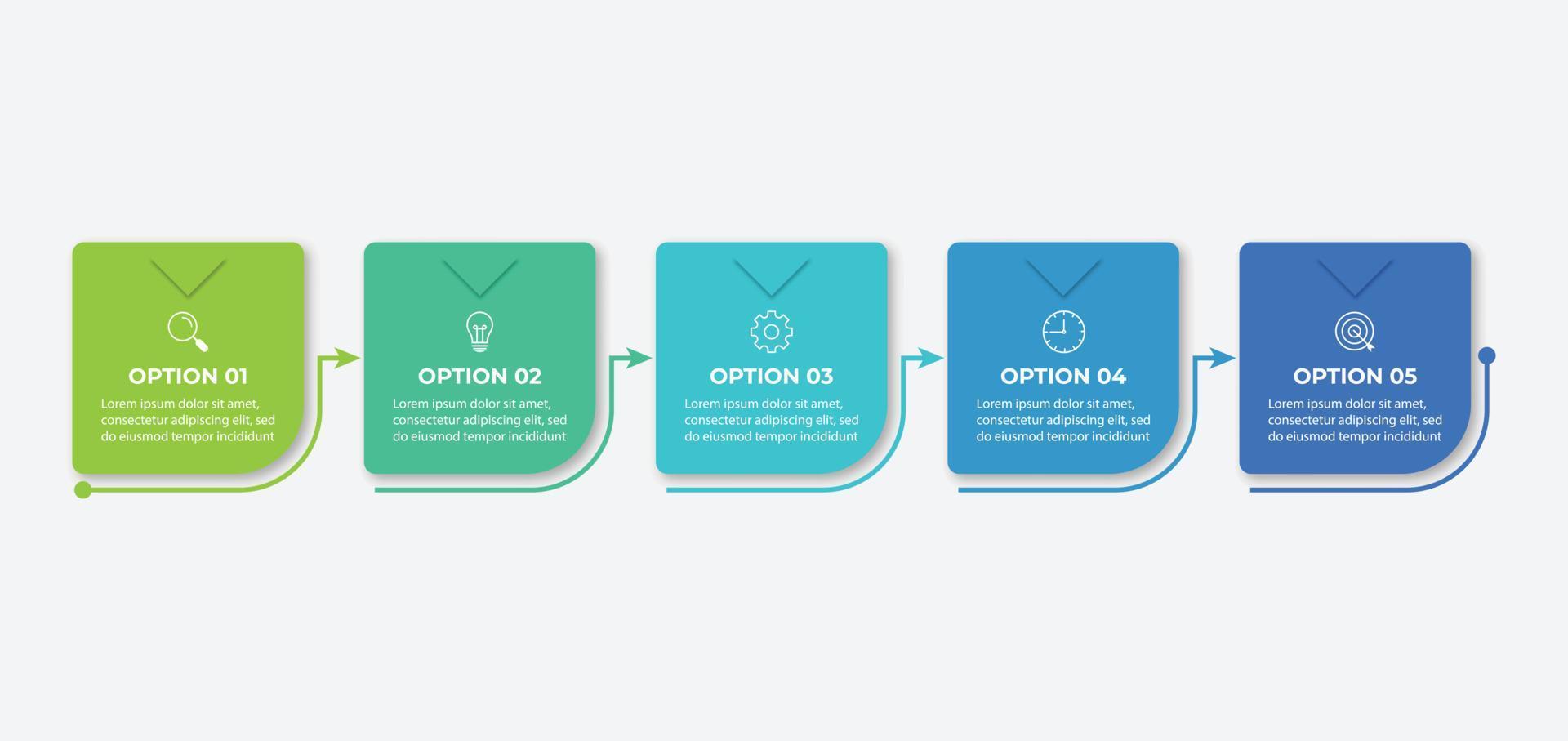 concepto creativo para infografía con 5 pasos, opciones, partes o procesos. visualización de datos comerciales vector