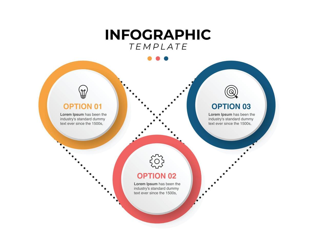 Business infographics Circle with 3 parts steps Vector template