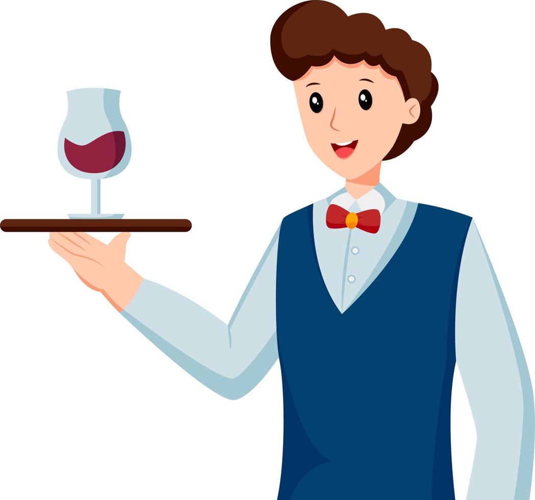 Waiters Profession Character Design Illustration vector