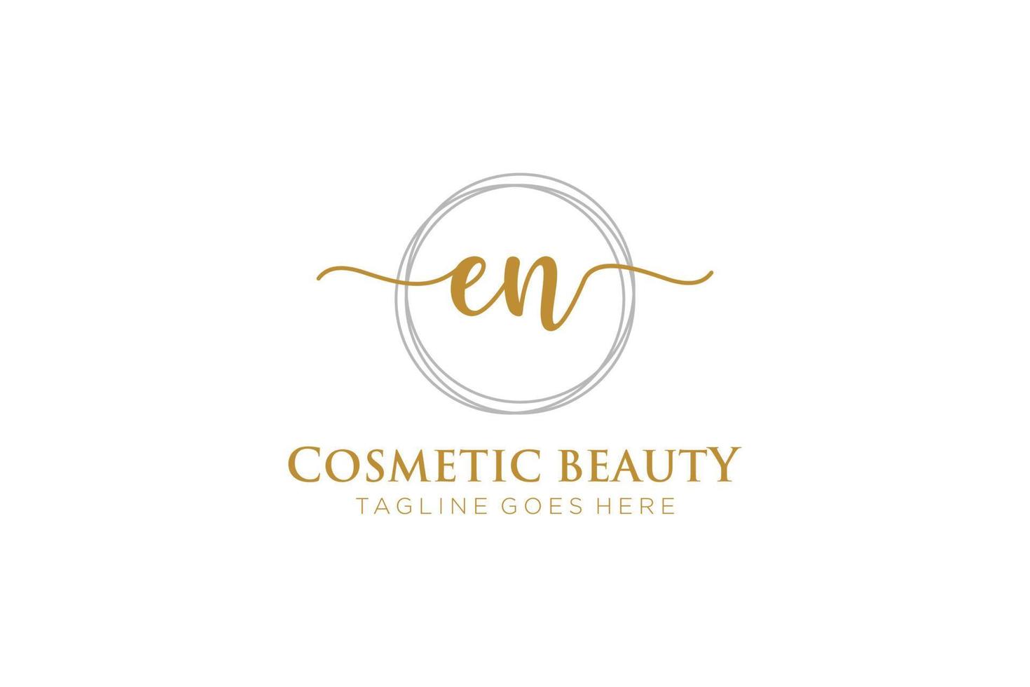 initial EN Feminine logo beauty monogram and elegant logo design, handwriting logo of initial signature, wedding, fashion, floral and botanical with creative template. vector