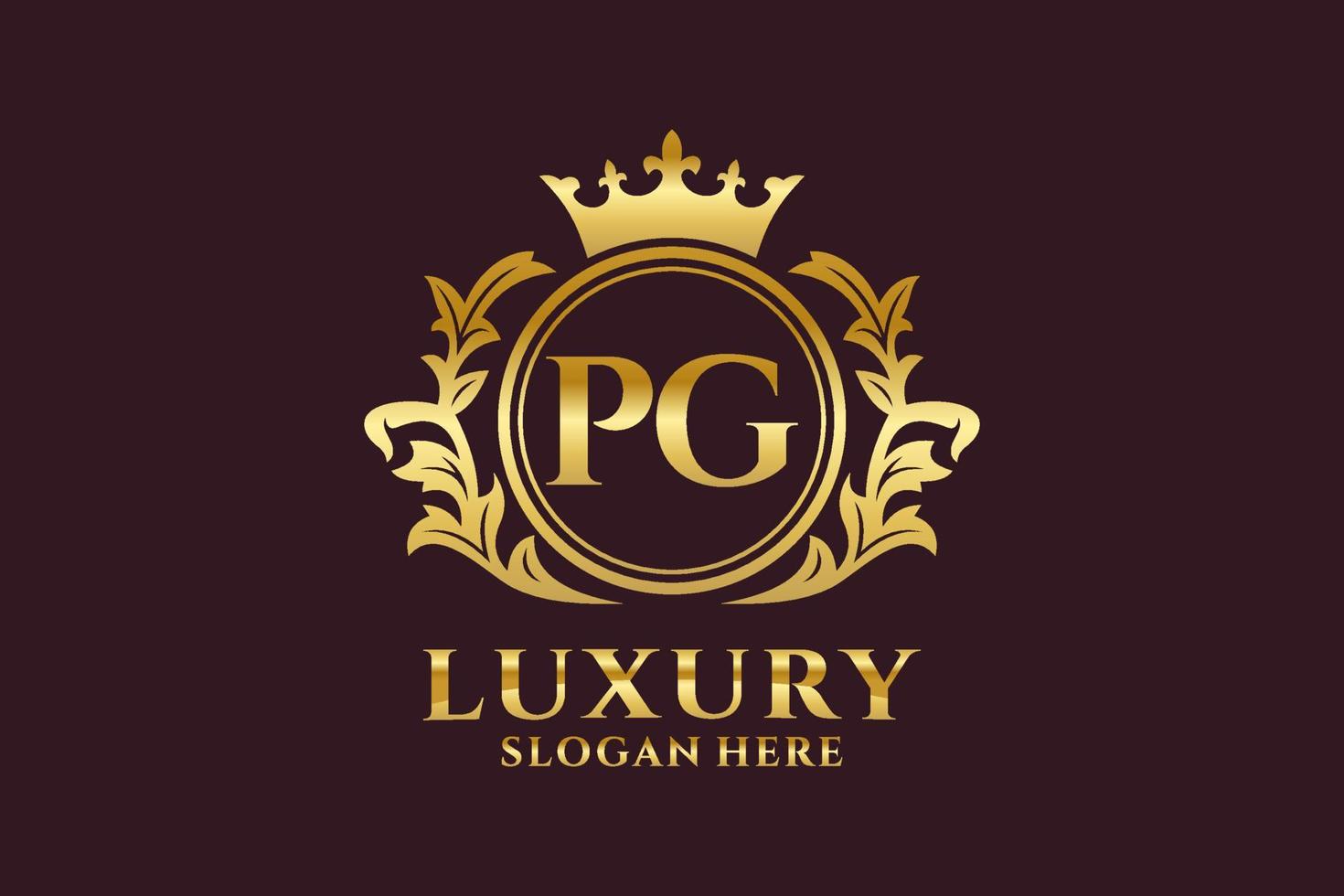 Initial PG Letter Royal Luxury Logo template in vector art for luxurious branding projects and other vector illustration.