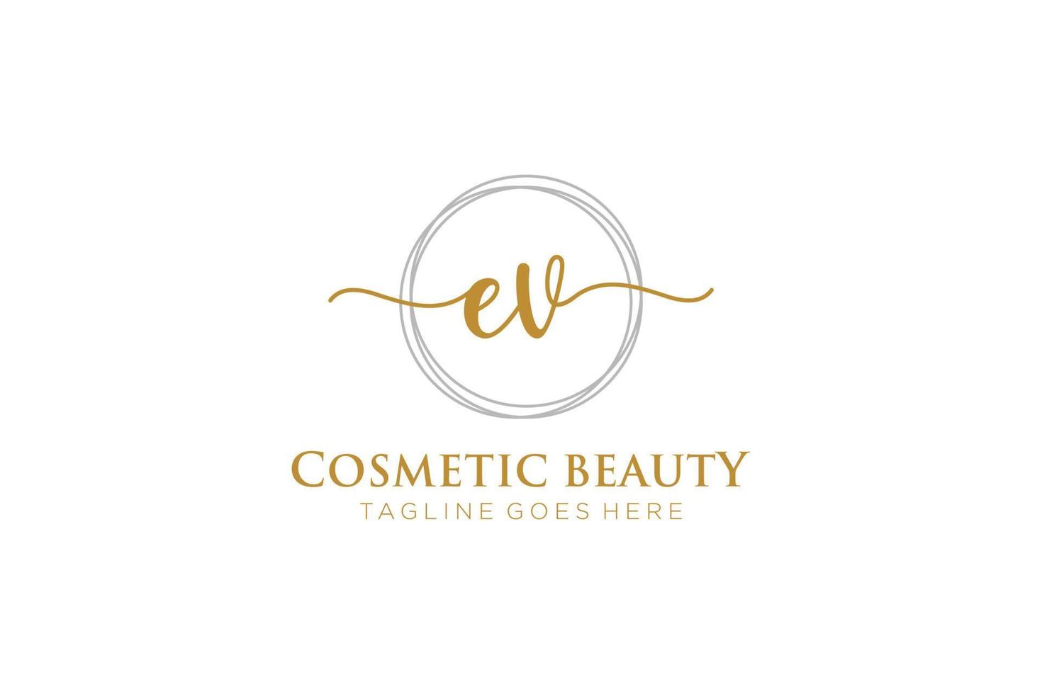 initial EV Feminine logo beauty monogram and elegant logo design, handwriting logo of initial signature, wedding, fashion, floral and botanical with creative template. vector