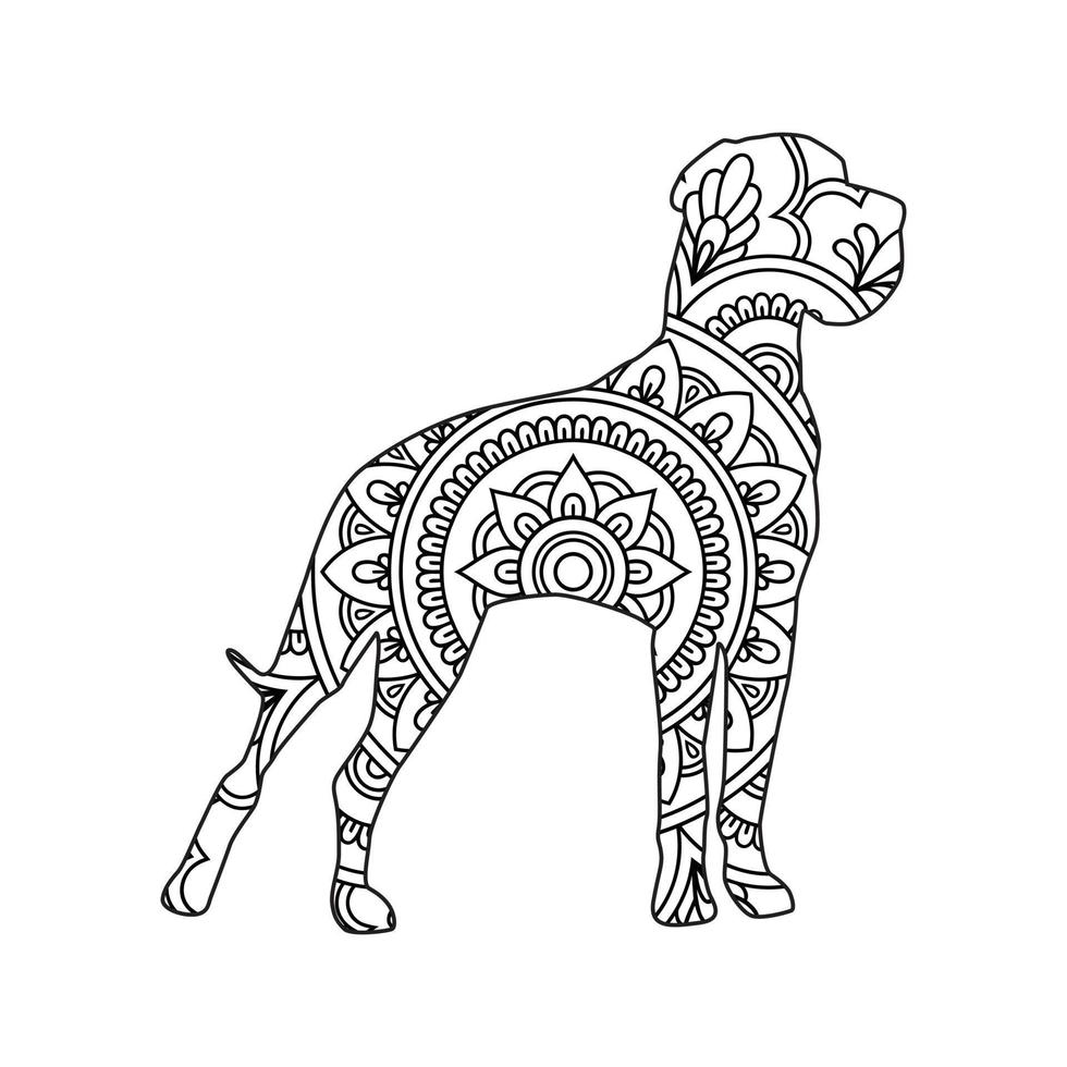 Cute dog mandala coloring vector illustration design.