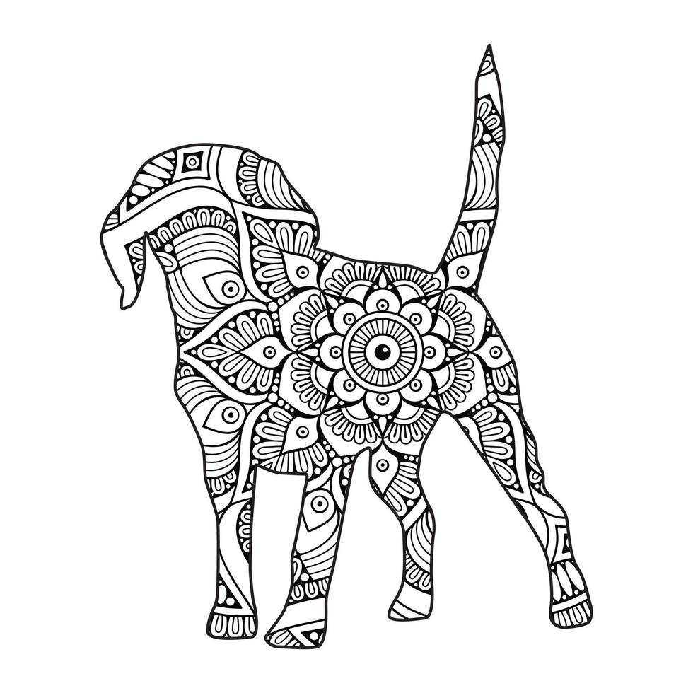 Cute dog mandala coloring vector illustration design.