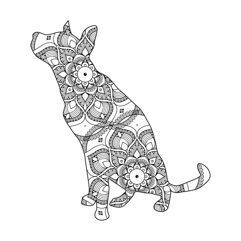 Cute dog mandala coloring vector illustration design.