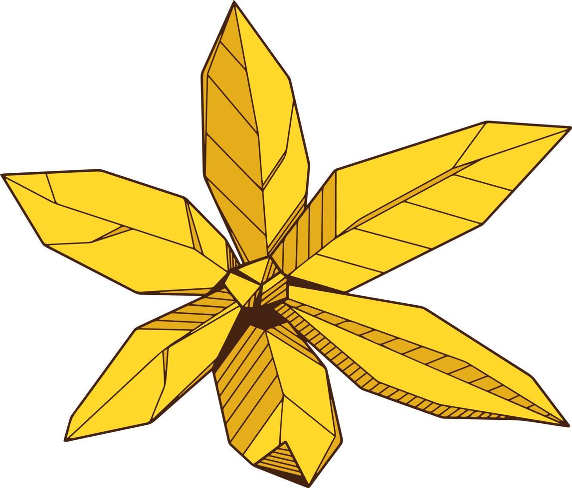 dibujo a mano de color flor floreciente geométrica, arte de línea de ylang-ilang bud, conjunto de símbolos aislados, plantilla de libro de colorear. vector