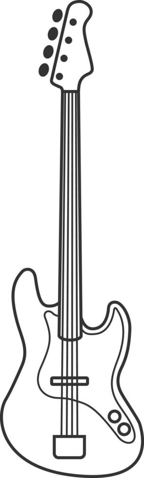 Bass guitar black and white icon. Isolated Vector String set.