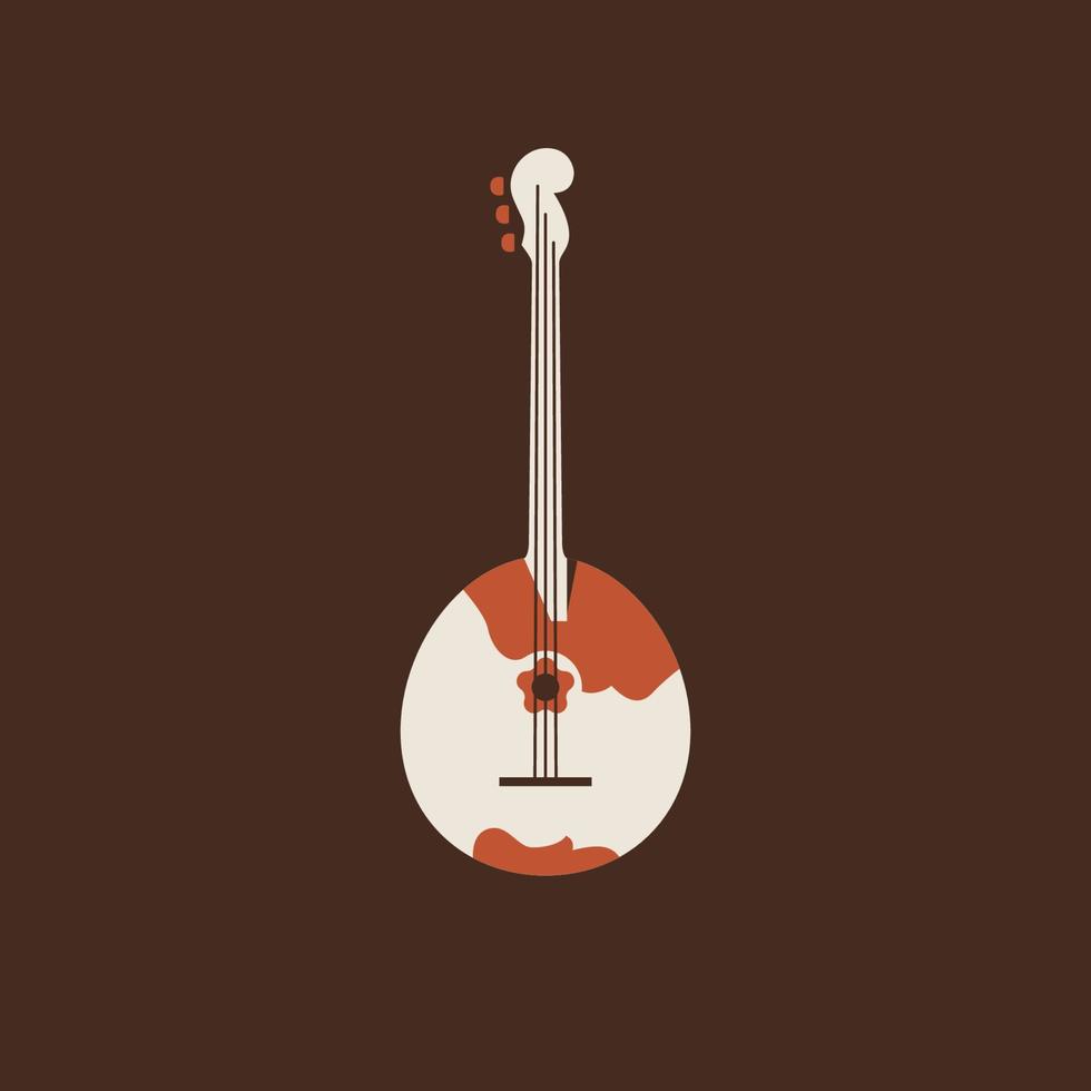 Domra flat vector icon. Folk music instrument