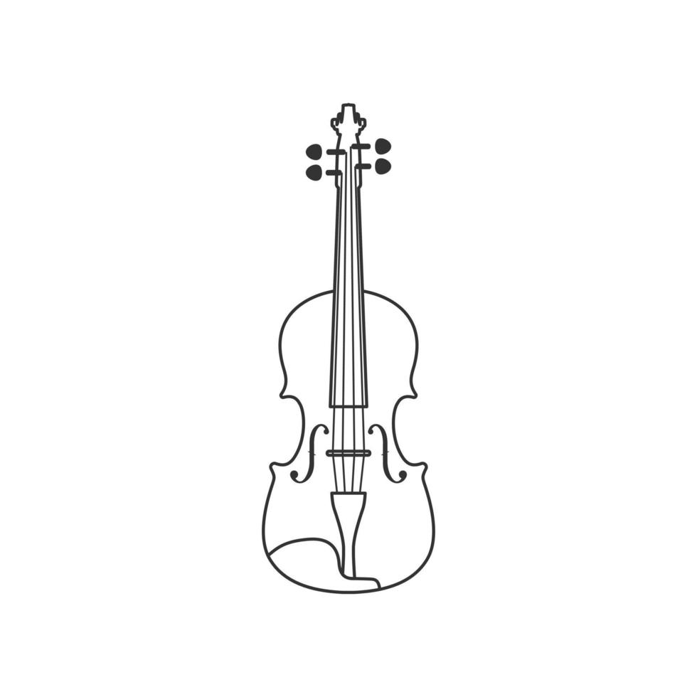Classical violin black and white icon. Isolated Vector String ill.