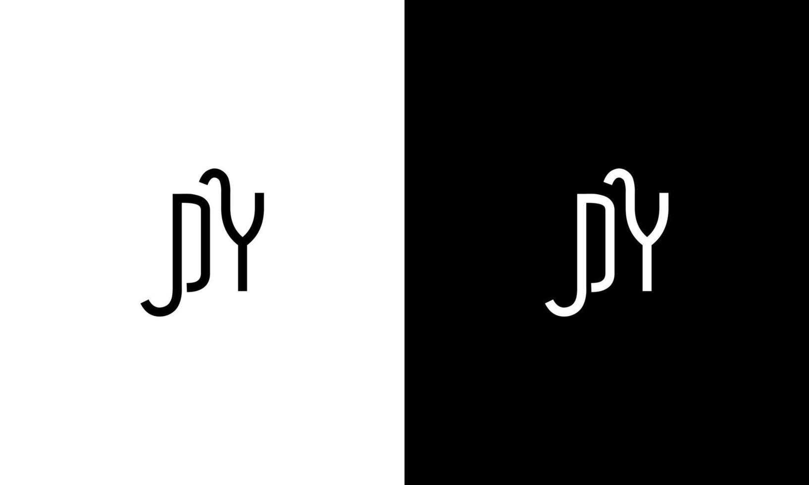 DY logo design. Letter DY logo design. DY initial logo icon design in black and white colors free vector template.