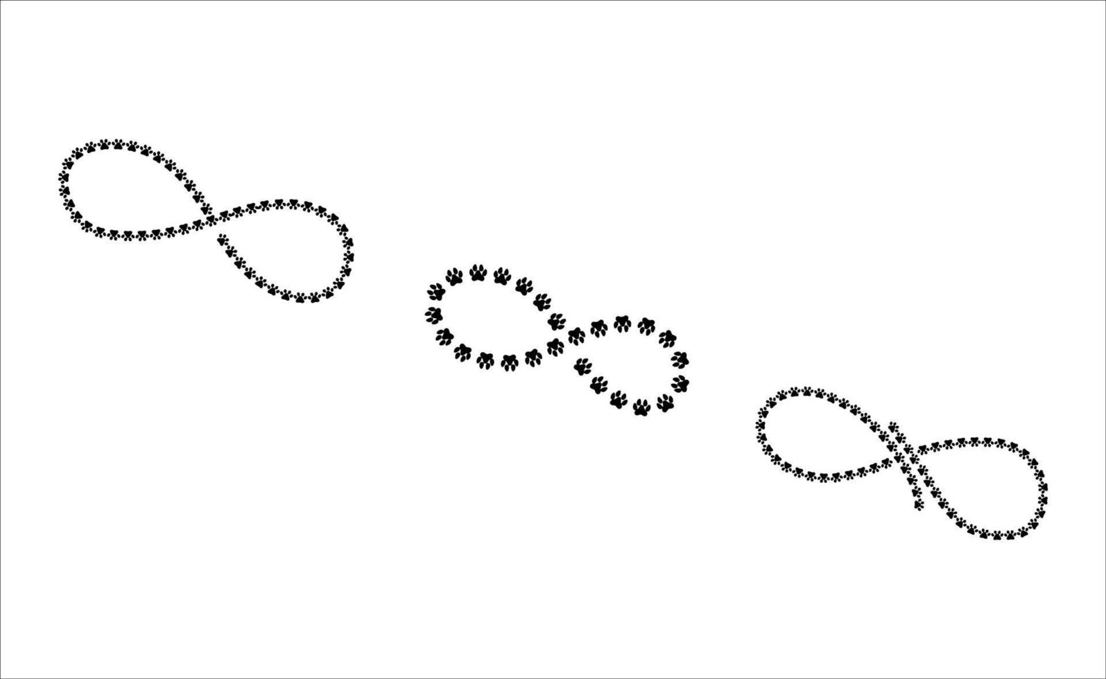 Black Silhouette of Infinity Footprints Collection vector