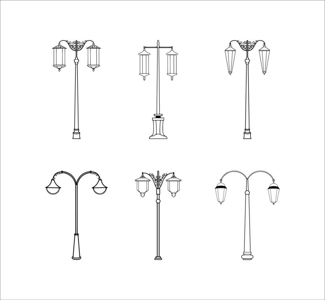 Collection of Street Lamp Simple Design vector