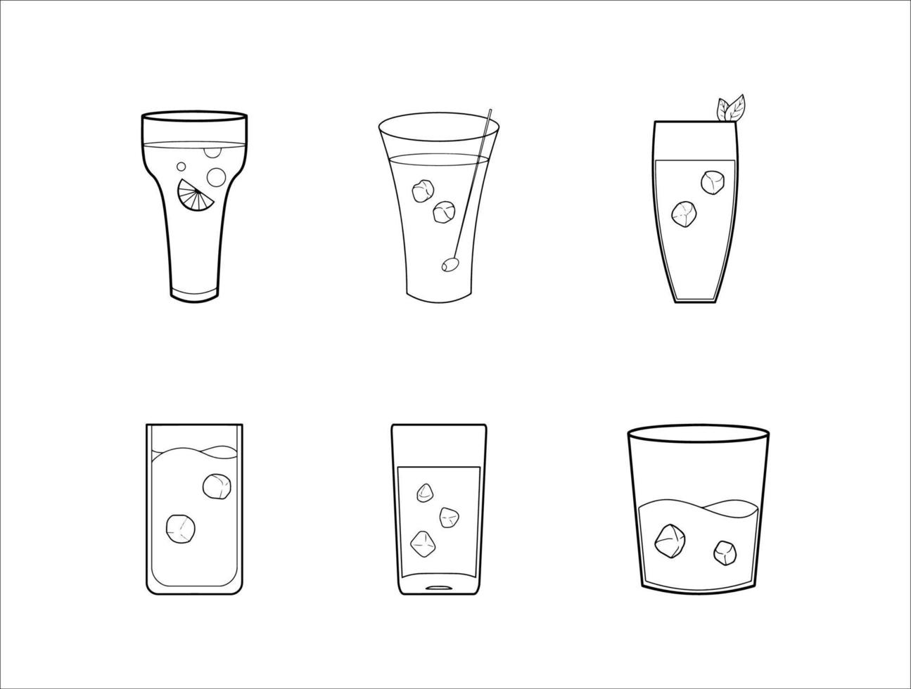 Cocktail on Glass Outline Collection vector