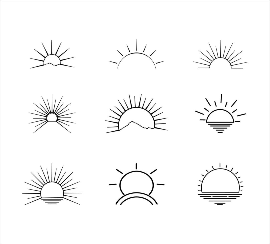 Set of Sun Illustrations Line art Illustrations vector