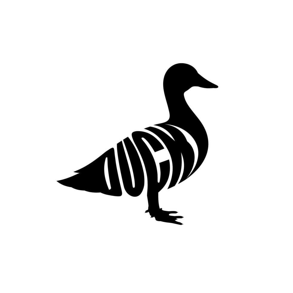 símbolo de pato con texto vector