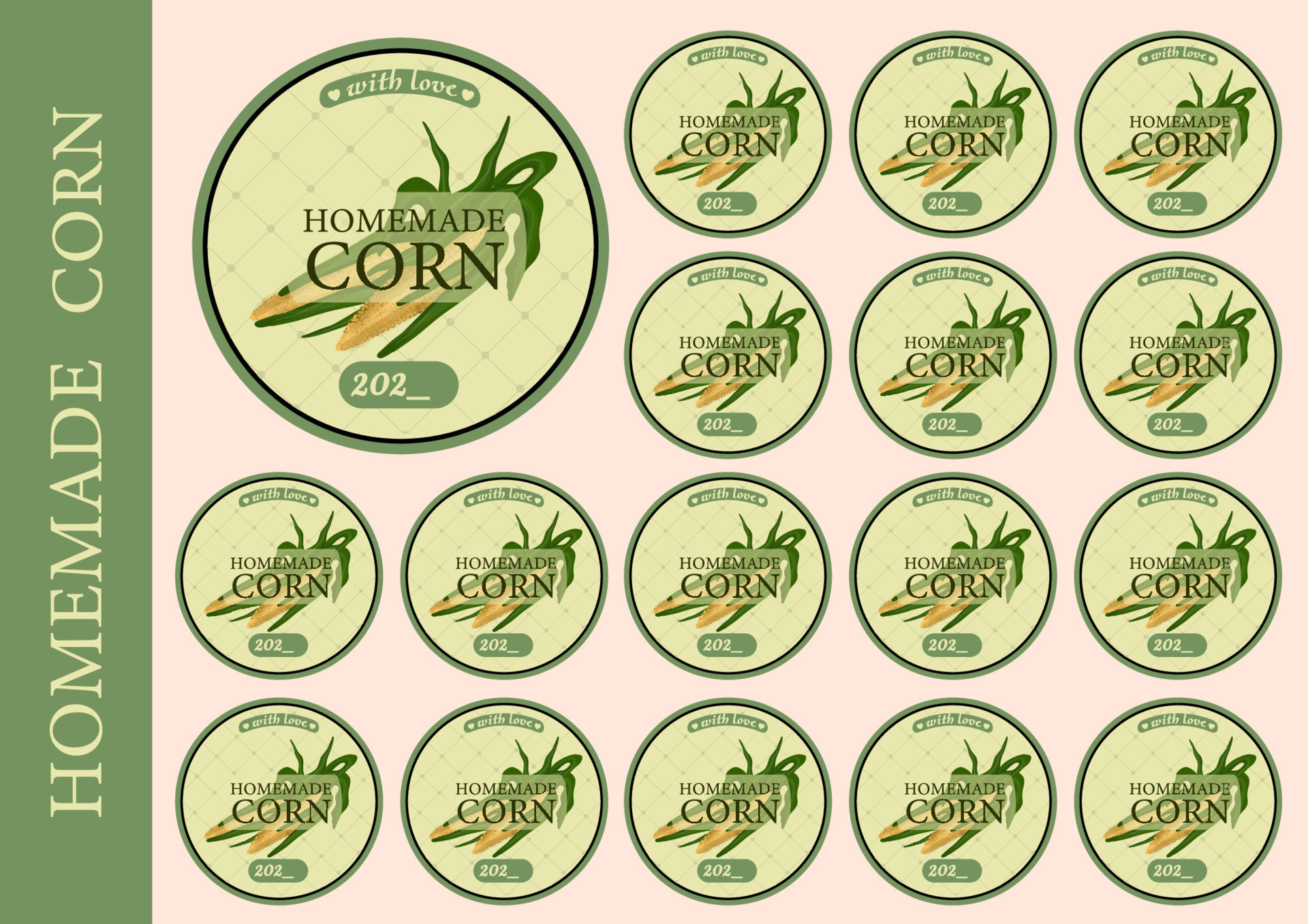 Label for homemade corn. canned corn packaging. Vector corn. 11519344