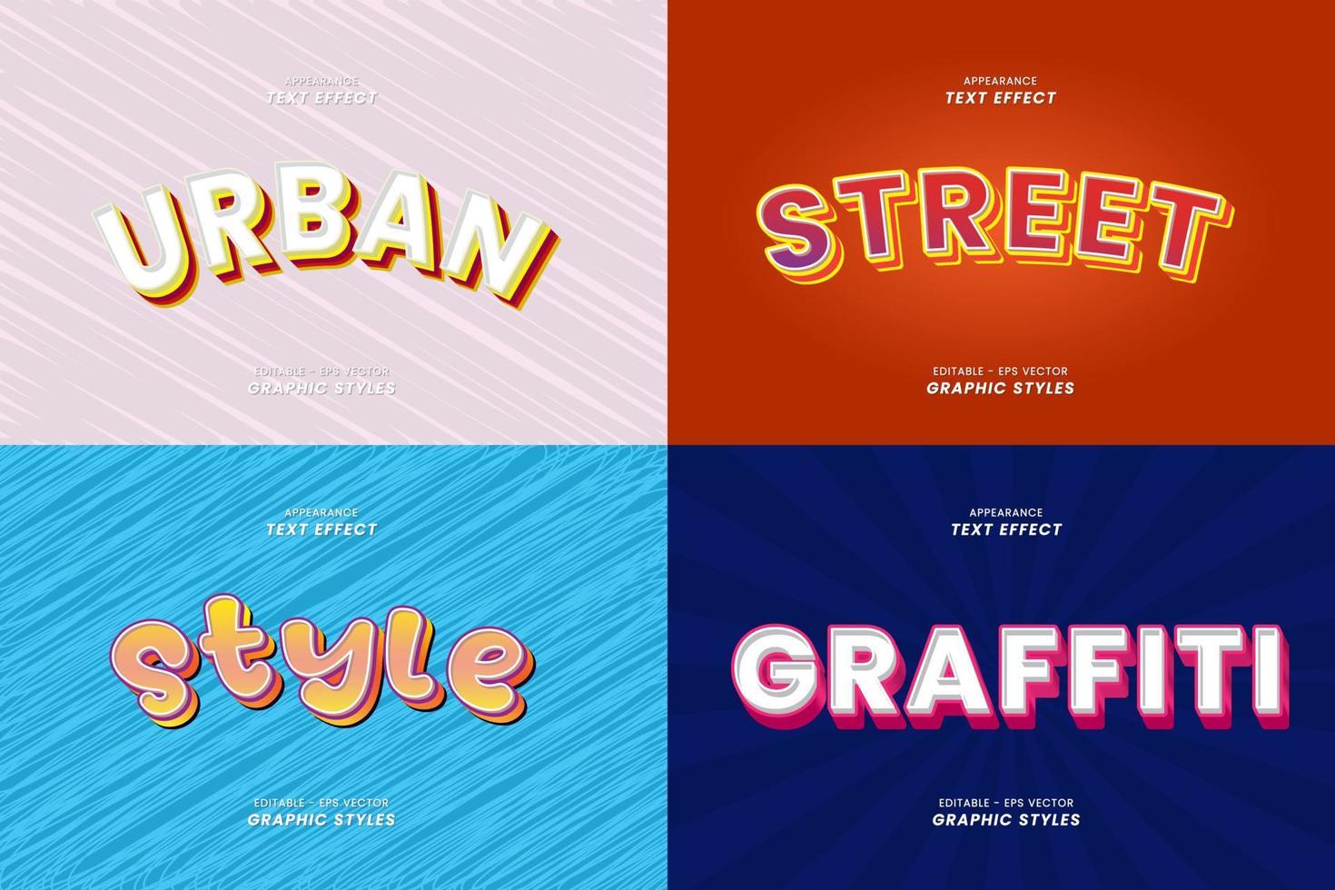 3D Text Effects with Selection of Effects Collection. vector