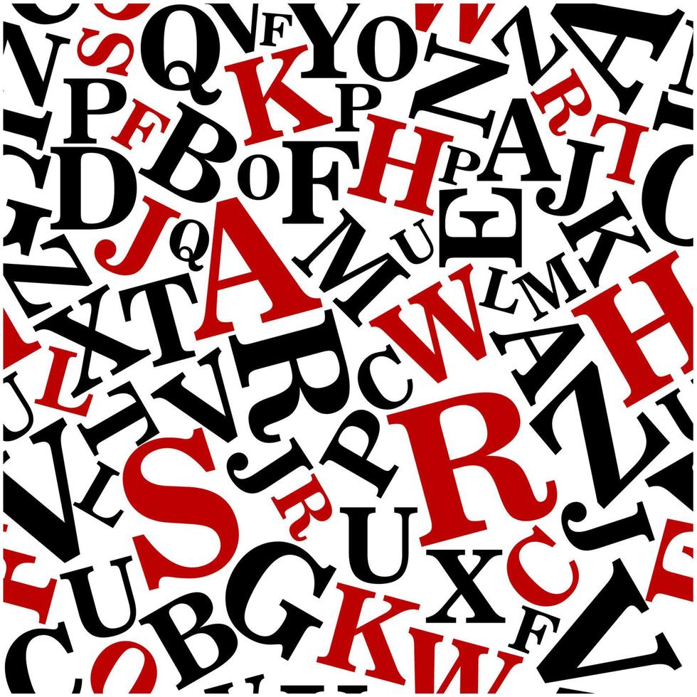 Black and red alphabet letters seamless pattern vector