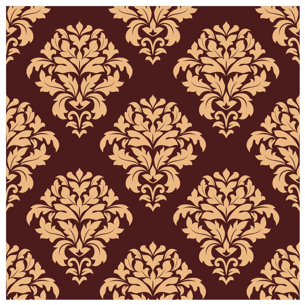 Beige and maroon seamless damask pattern vector