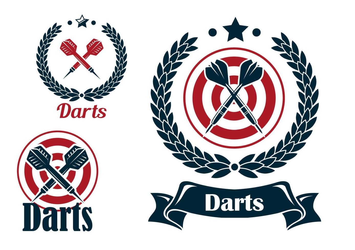 Three different darts emblems or badges vector