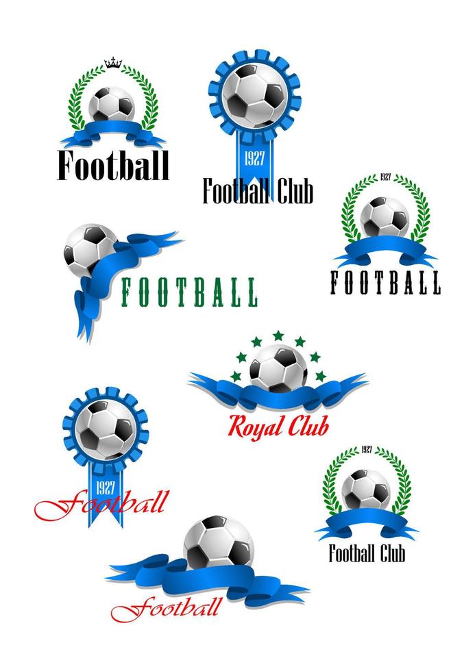 gran conjunto de emblemas de fútbol vectorial vector