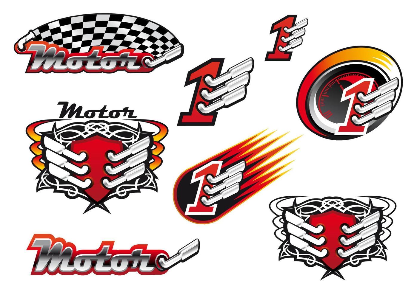 Racing and motocross emblems or symbols vector