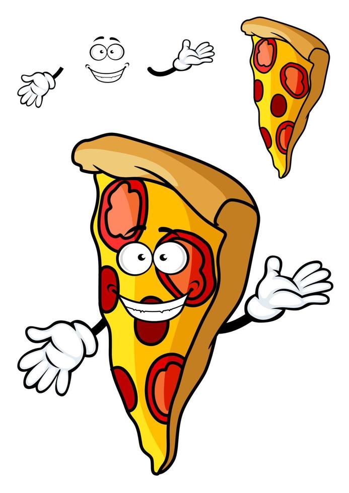 Slice of cartoon pizza vector