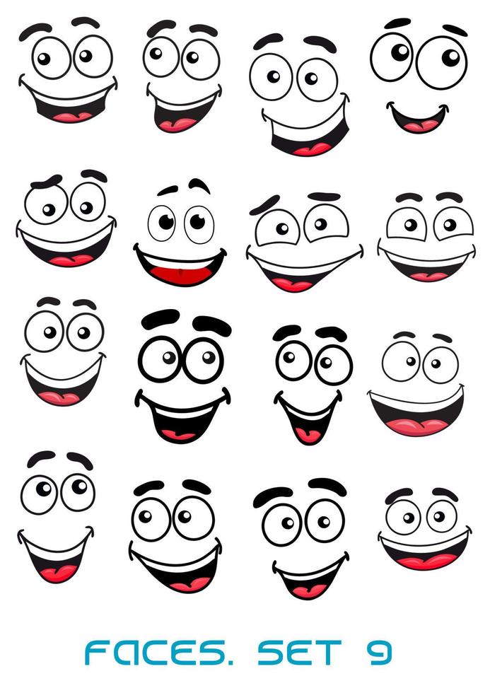 Happiness and smiling people faces vector