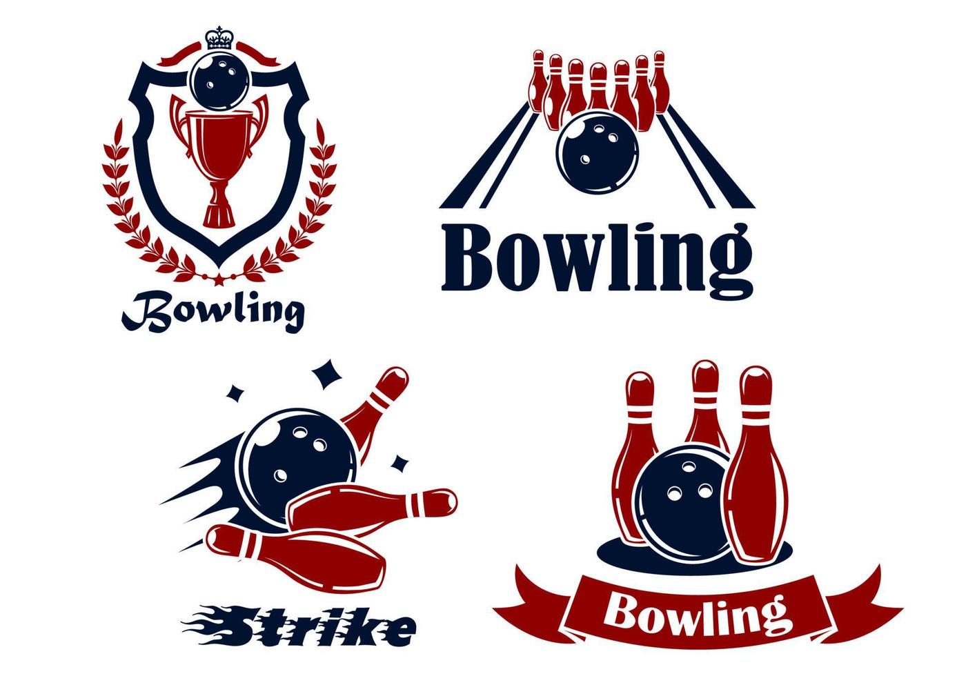 Bowling emblems and symbols vector