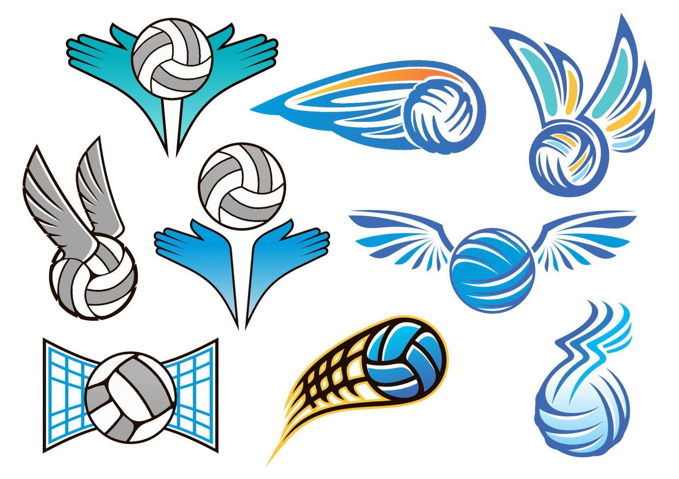 Volleyball ball emblems collection vector