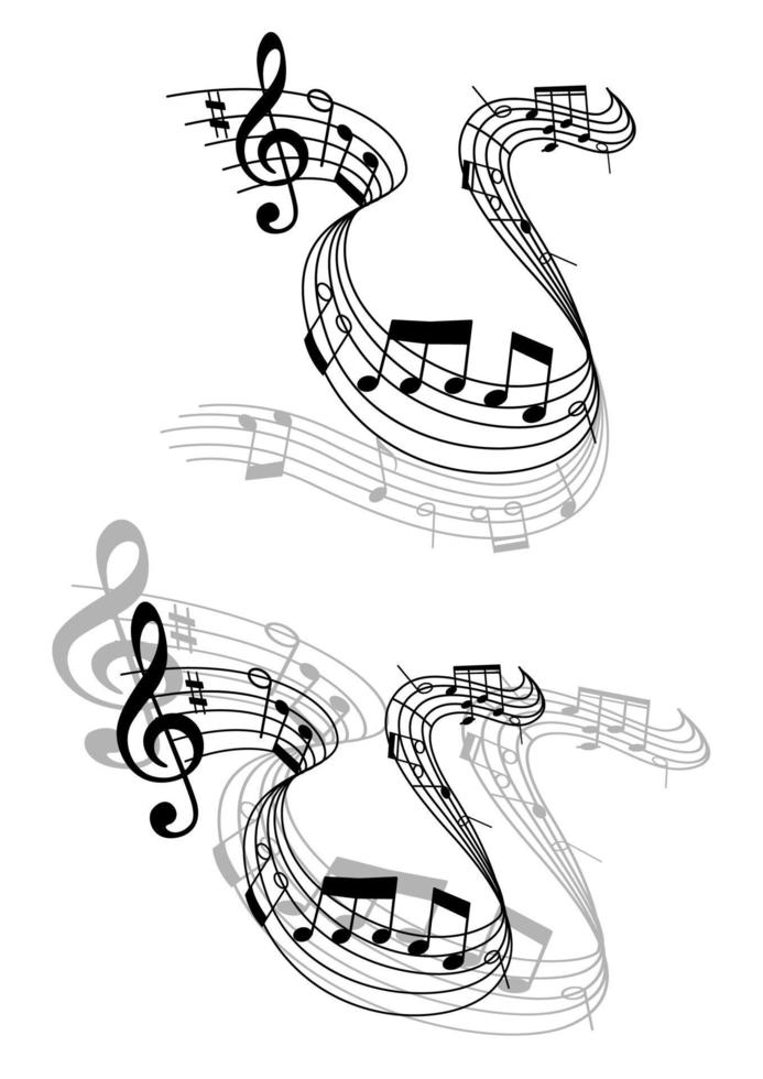 partitura musical giratoria con notas musicales vector